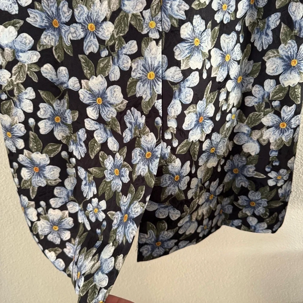 Sam Chen Brocade A-Line Coat M/L Forget Me Not Floral Designer New Dark Romance